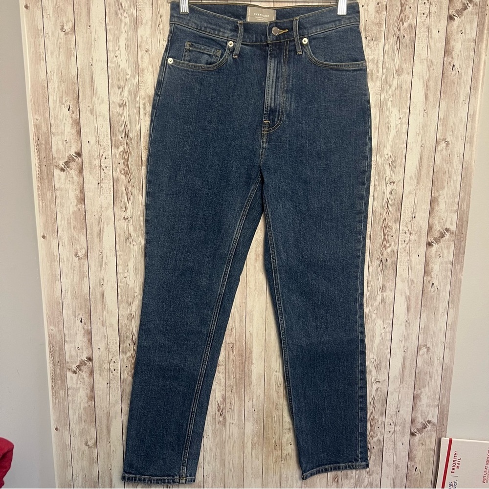Everlane Original Cheeky Straight Leg Dark Blue Jeans Preppy Classic Size 26 - Picture 1 of 4